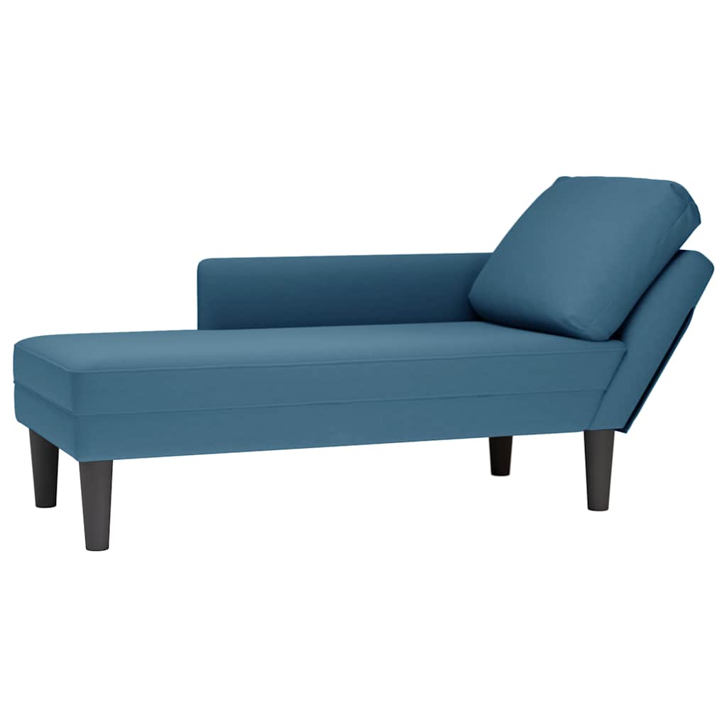 vidaXL Chaiselongue mit Kissen und Rechter Armlehne Blau Samt