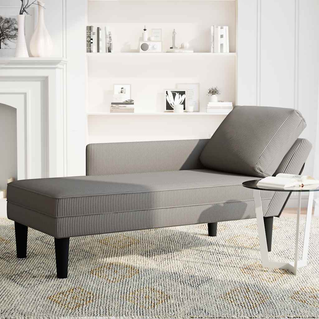 vidaXL Chaiselongue mit Kissen Hellgrau Cordstoff