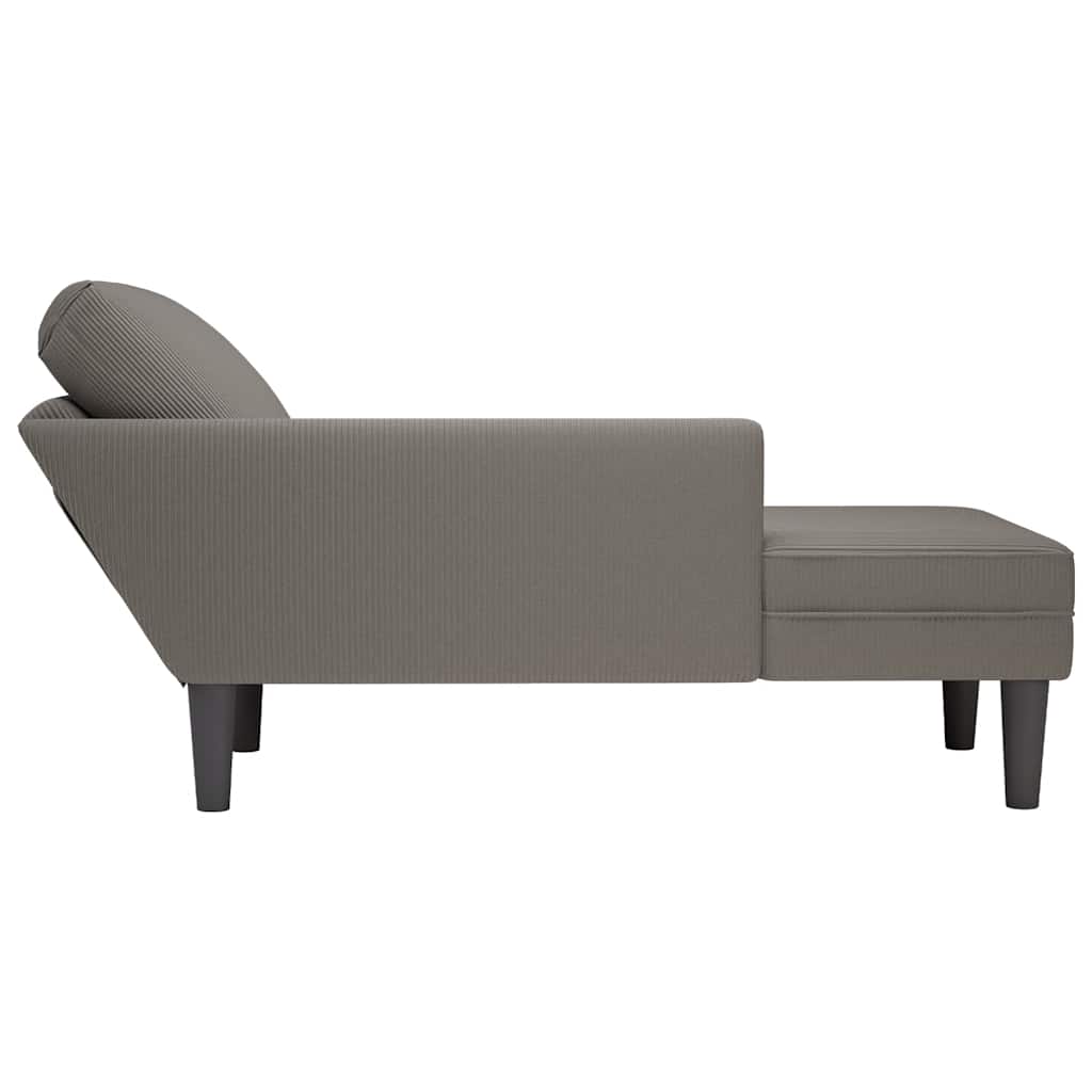 vidaXL Chaiselongue mit Kissen Hellgrau Cordstoff