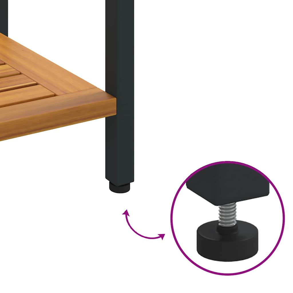 vidaXL Tisch für Outdoor Natürlich und Schwarz 80 x 35 x 75 cm