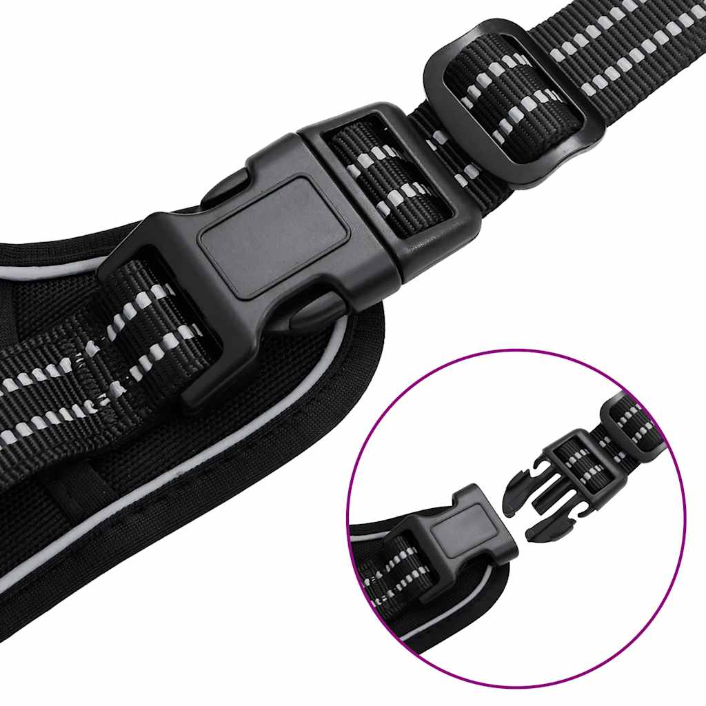 vidaXL Hundegeschirr mit Leine & Halsband Verstellbar Schwarz S