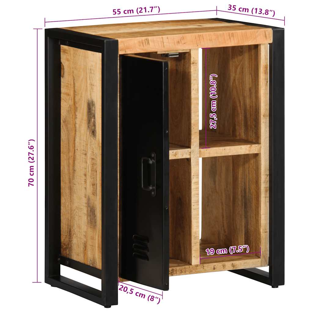 vidaXL Sideboard 55x35x70 cm Raues Mangoholz