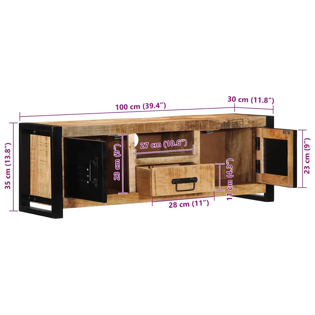vidaXL TV-Schrank 100x30x35 cm Massivholz Mango