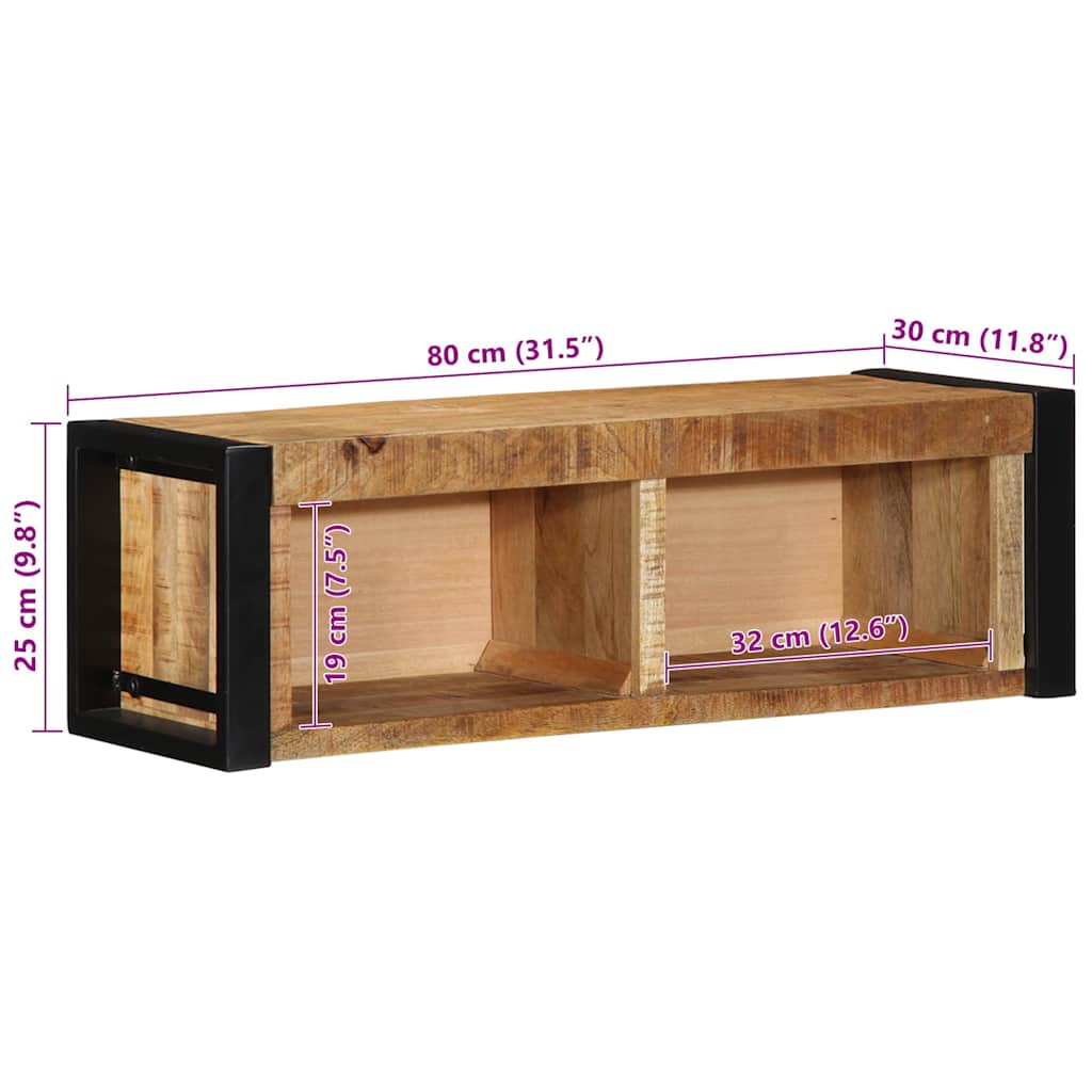 vidaXL TV-Schrank 80x30x25 cm Raues Massivholz Mango