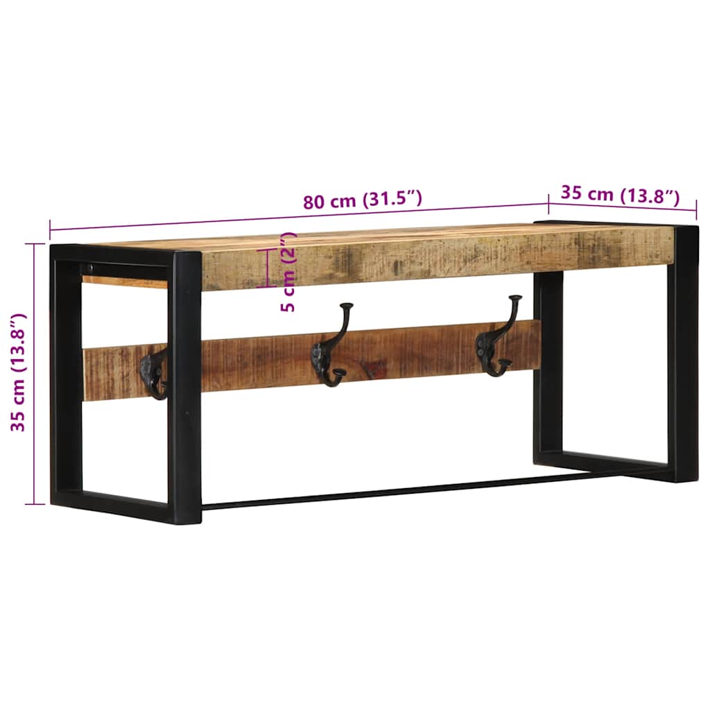 vidaXL Garderobe 80x35x35 cm Raues Massivholz Mango