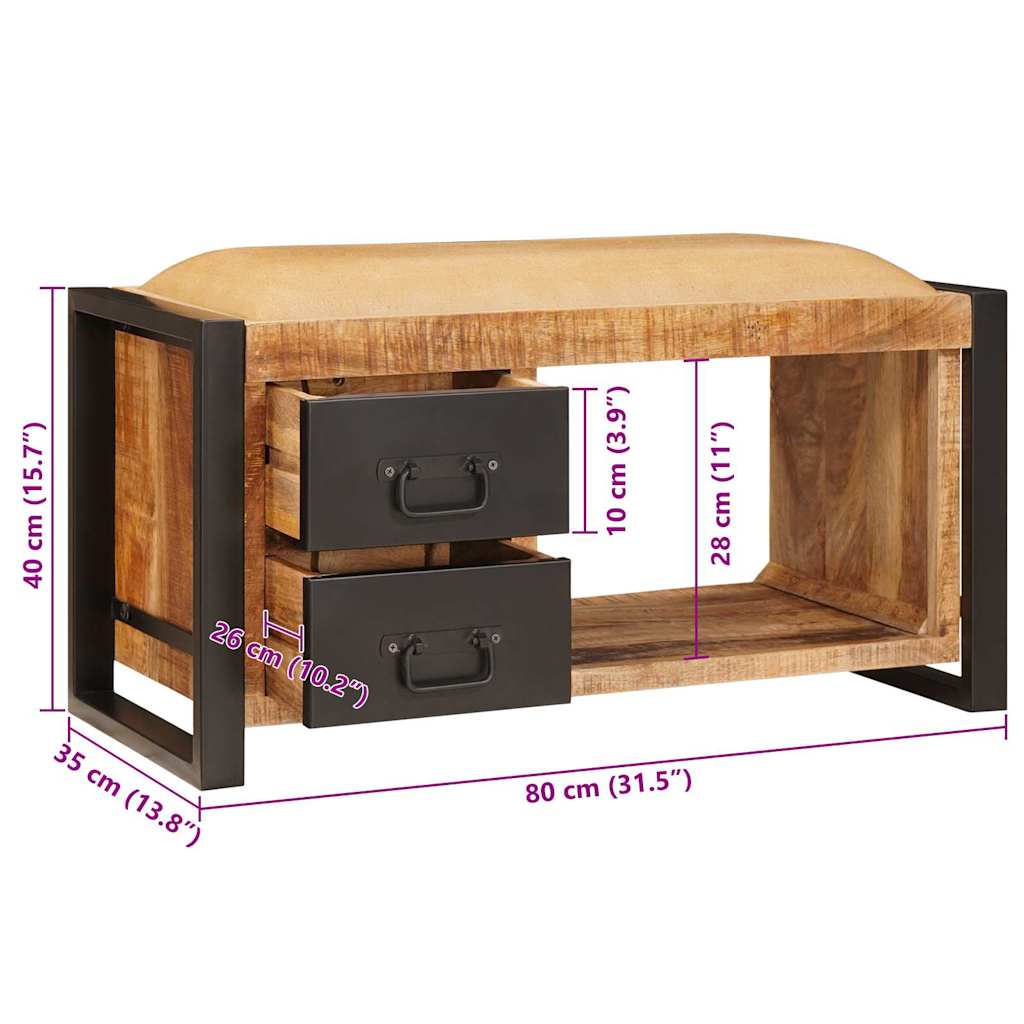 vidaXL Sitzbank mit Stauraum Braun 80 x 35 x 40 cm Massivholz Mango