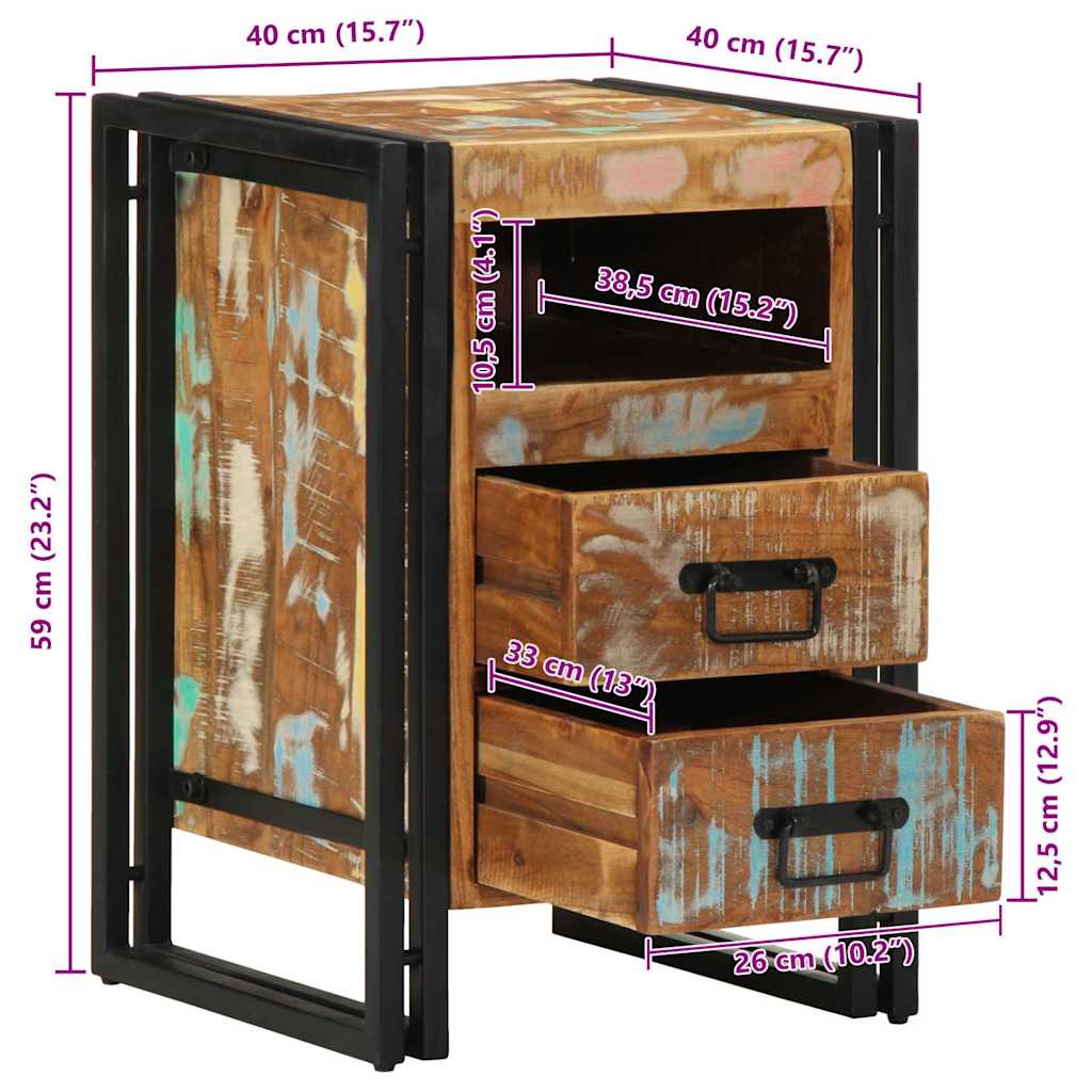 vidaXL Nachttisch 40x40x59 cm Altholz Massivholz