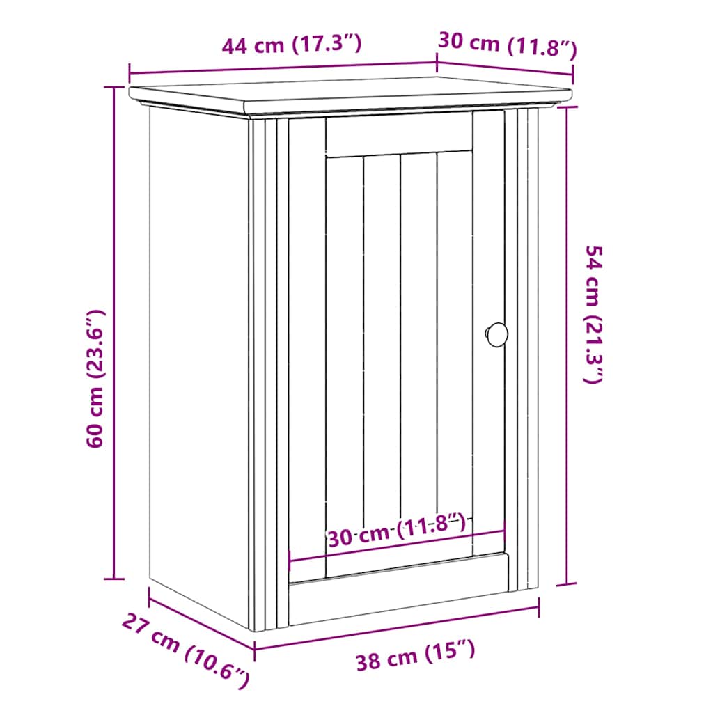 vidaXL Bad-Wandschrank BODO Weiß 44x30x60 cm