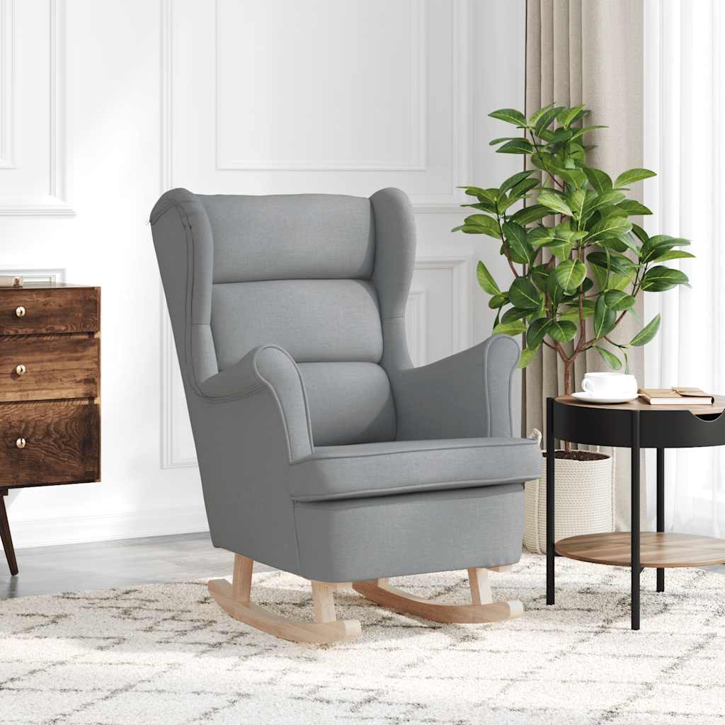 vidaXL Schaukelstuhl mit Fußhocker Hellgrau Stoff