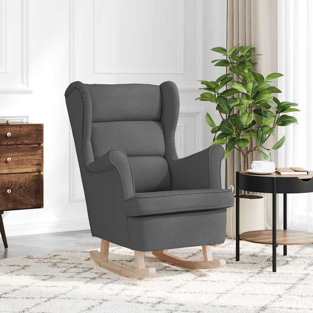 vidaXL Schaukelstuhl mit Fußhocker Hellgrau Stoff