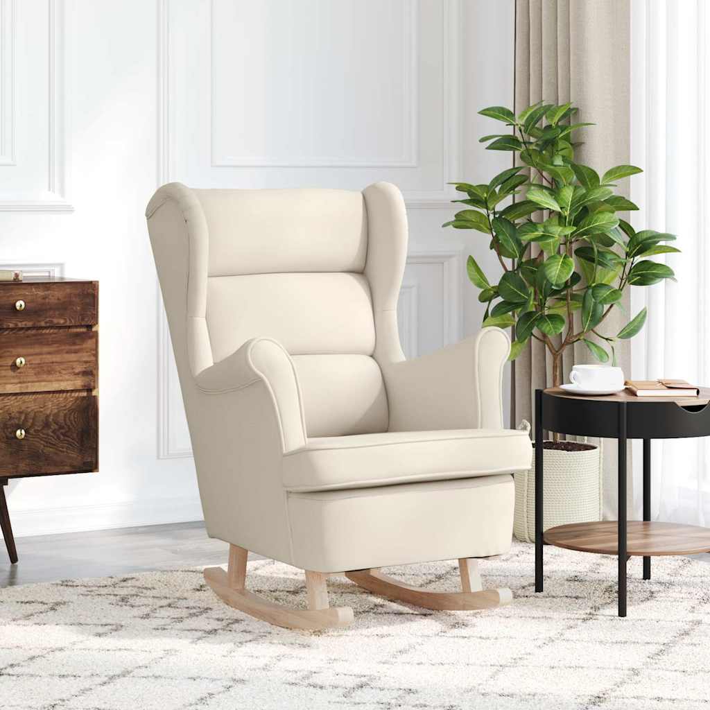 vidaXL Schaukelstuhl mit Fußhocker Hellgrau Stoff