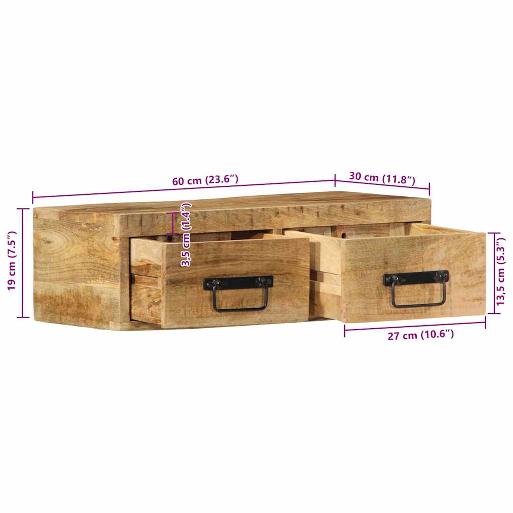 vidaXL TV-Wandschrank 60x30x19 cm Raues Mangoholz