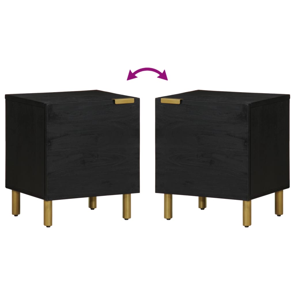 vidaXL Nachttisch Schwarz 40x33x46 cm Massivholz Mango