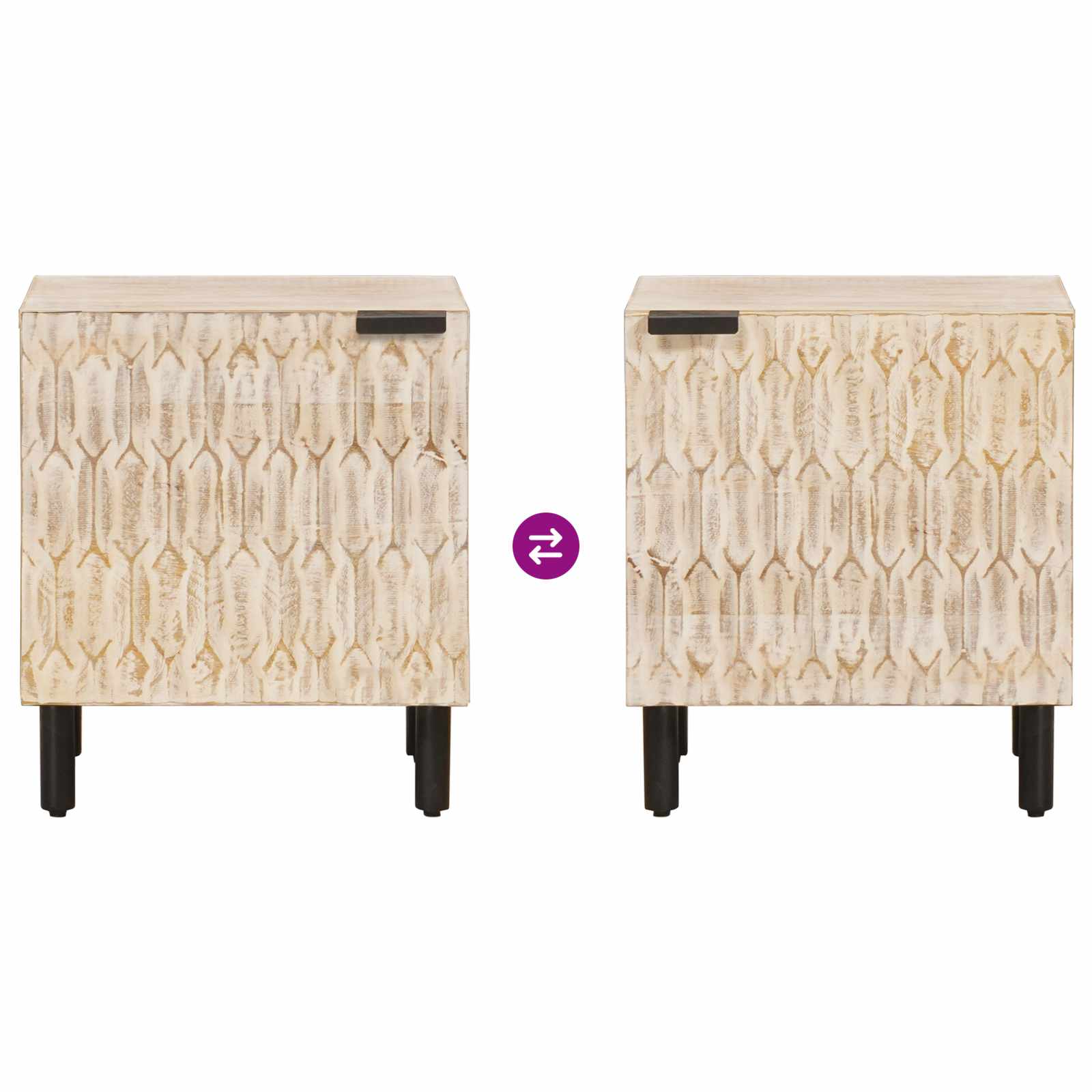 vidaXL Nachttisch Weiß 40 x 33 x 46 cm Massivholz Mango