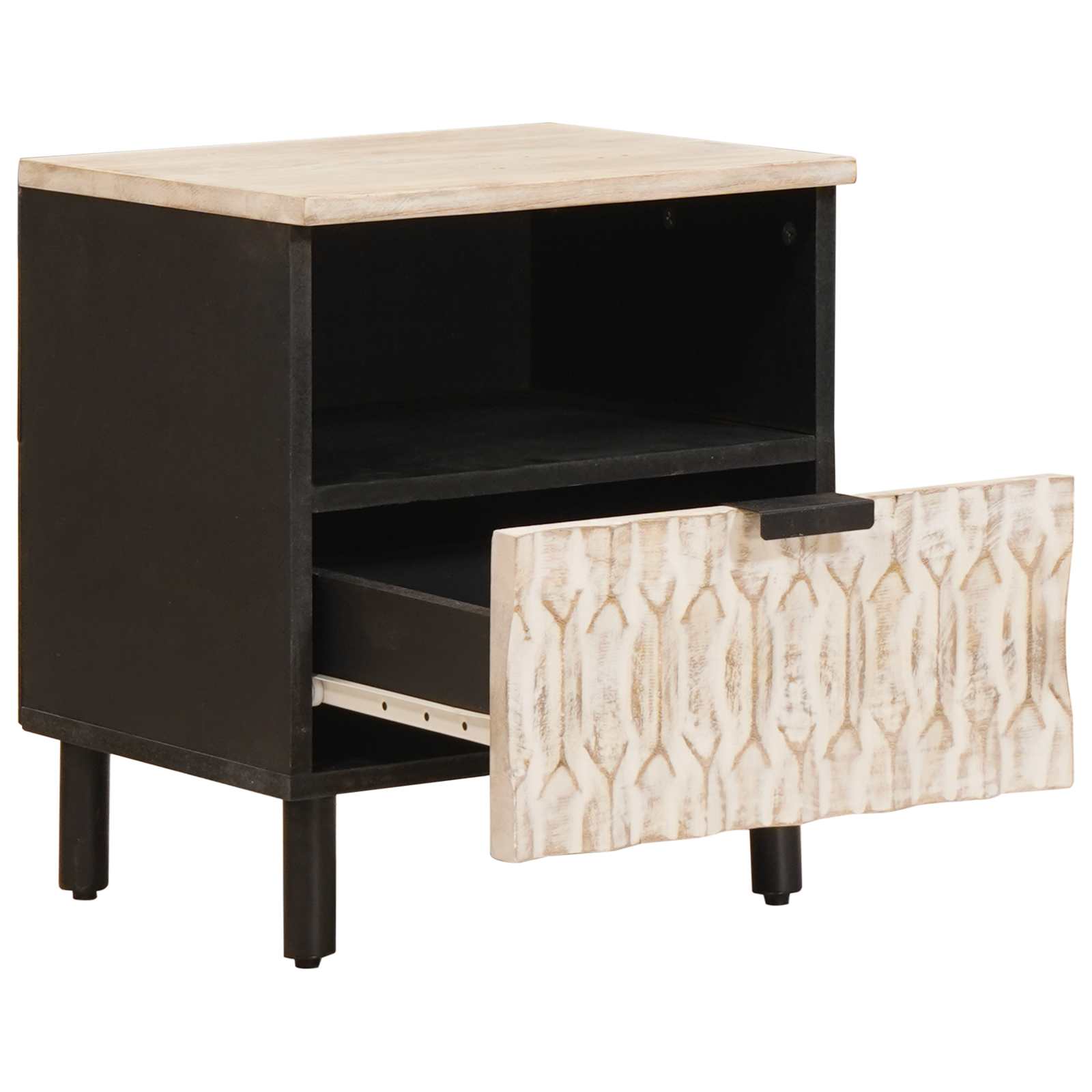 vidaXL Nachttisch mit Schubladen Weiß 40 x 33 x 46 cm Massivholz Mango