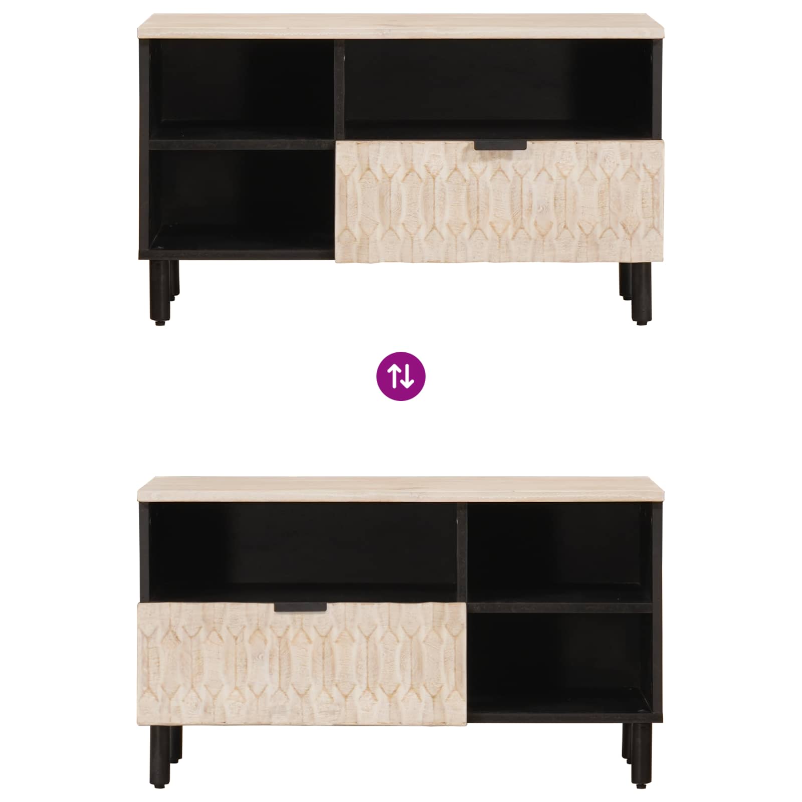 vidaXL TV-Schränk Weiße gewaschene Oberfläche 80 x 33 x 46 cm