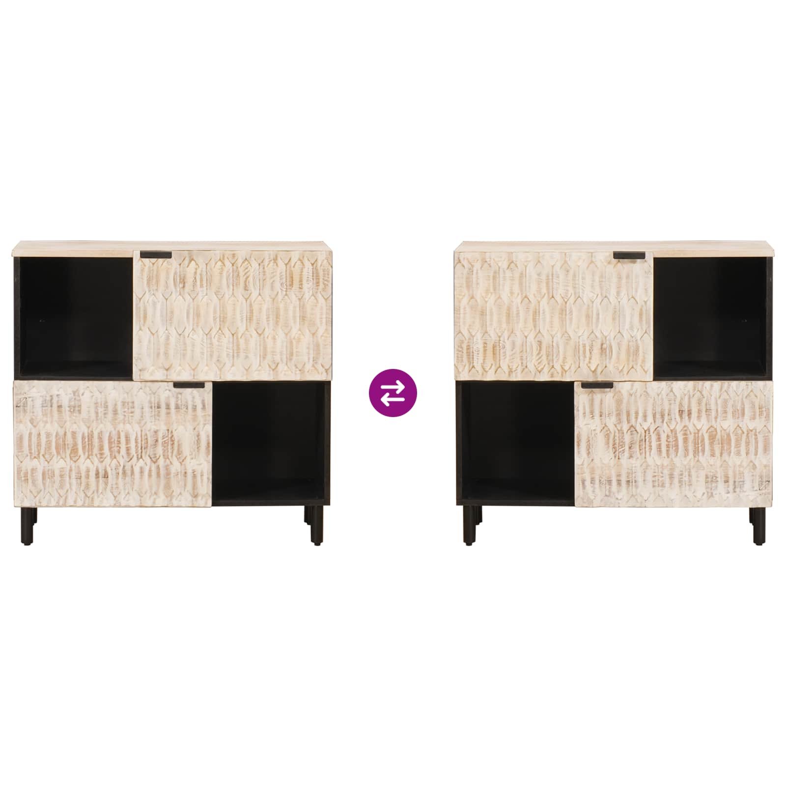 vidaXL Sideboard mit Tür Weiße gewaschene Oberfläche 80 x 33 x 75 cm