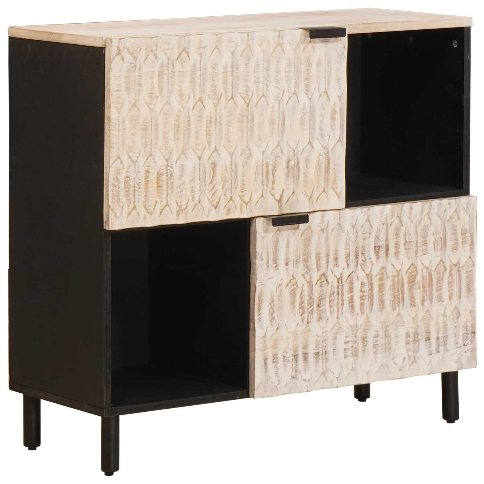 vidaXL Sideboard mit Tür Weiße gewaschene Oberfläche 80 x 33 x 75 cm