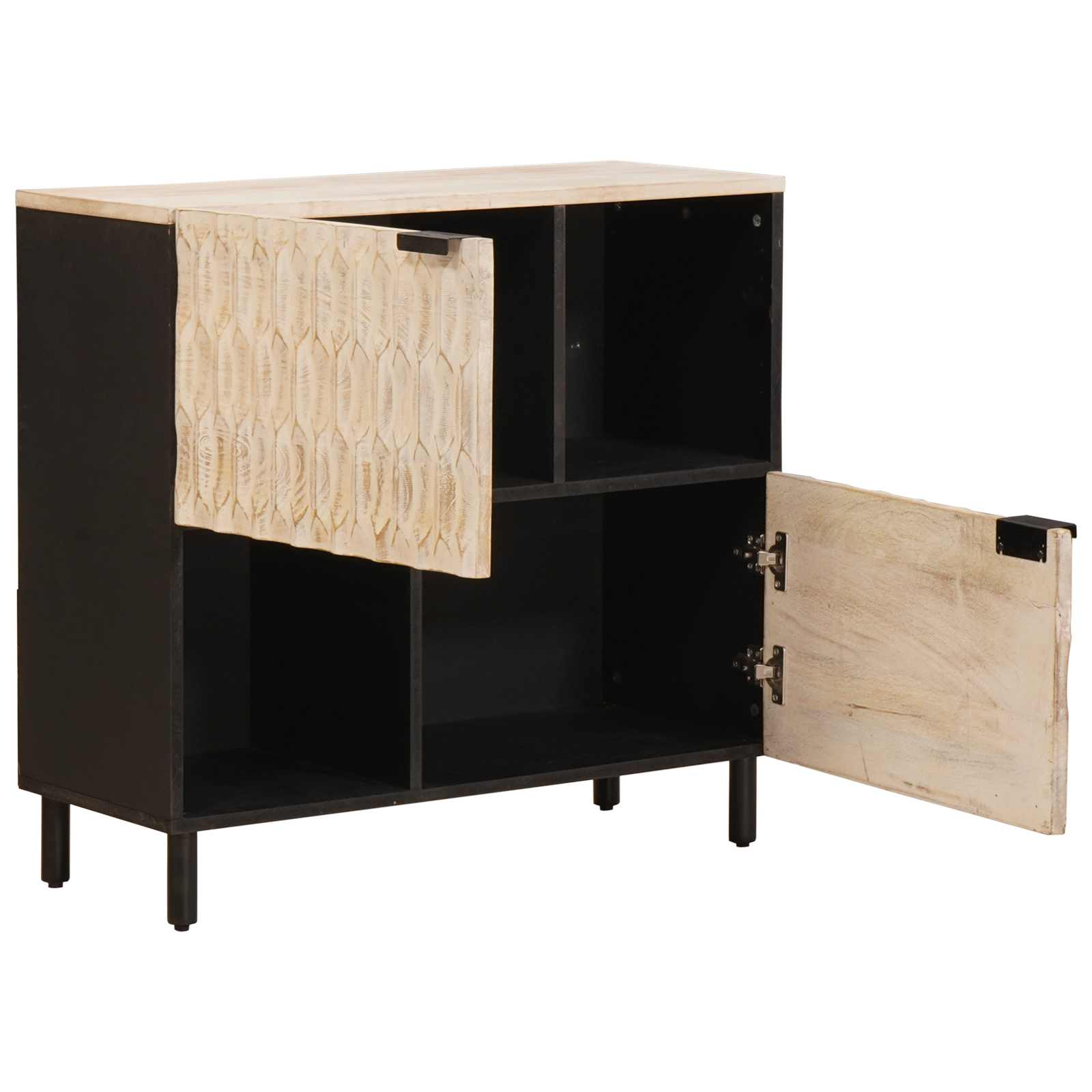 vidaXL Sideboard mit Tür Weiße gewaschene Oberfläche 80 x 33 x 75 cm