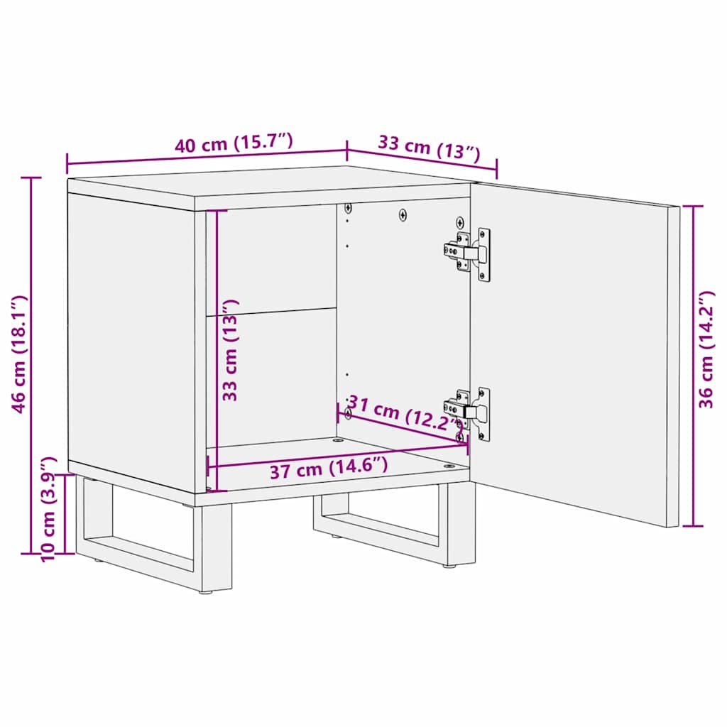 vidaXL Nachttisch Braun 40 x 33 x 46 cm Massivholz Akazie