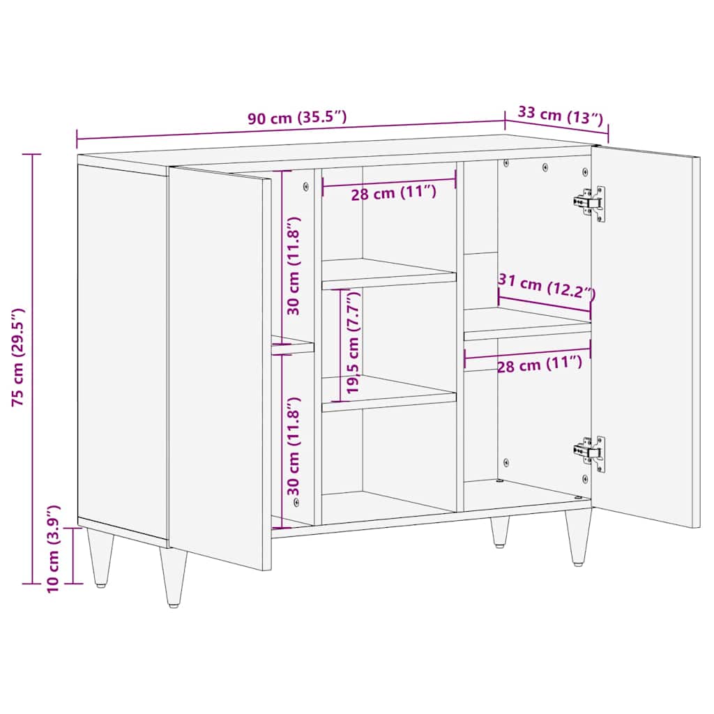vidaXL Sideboard Hellbraun 33,5 x 90 x 75 cm