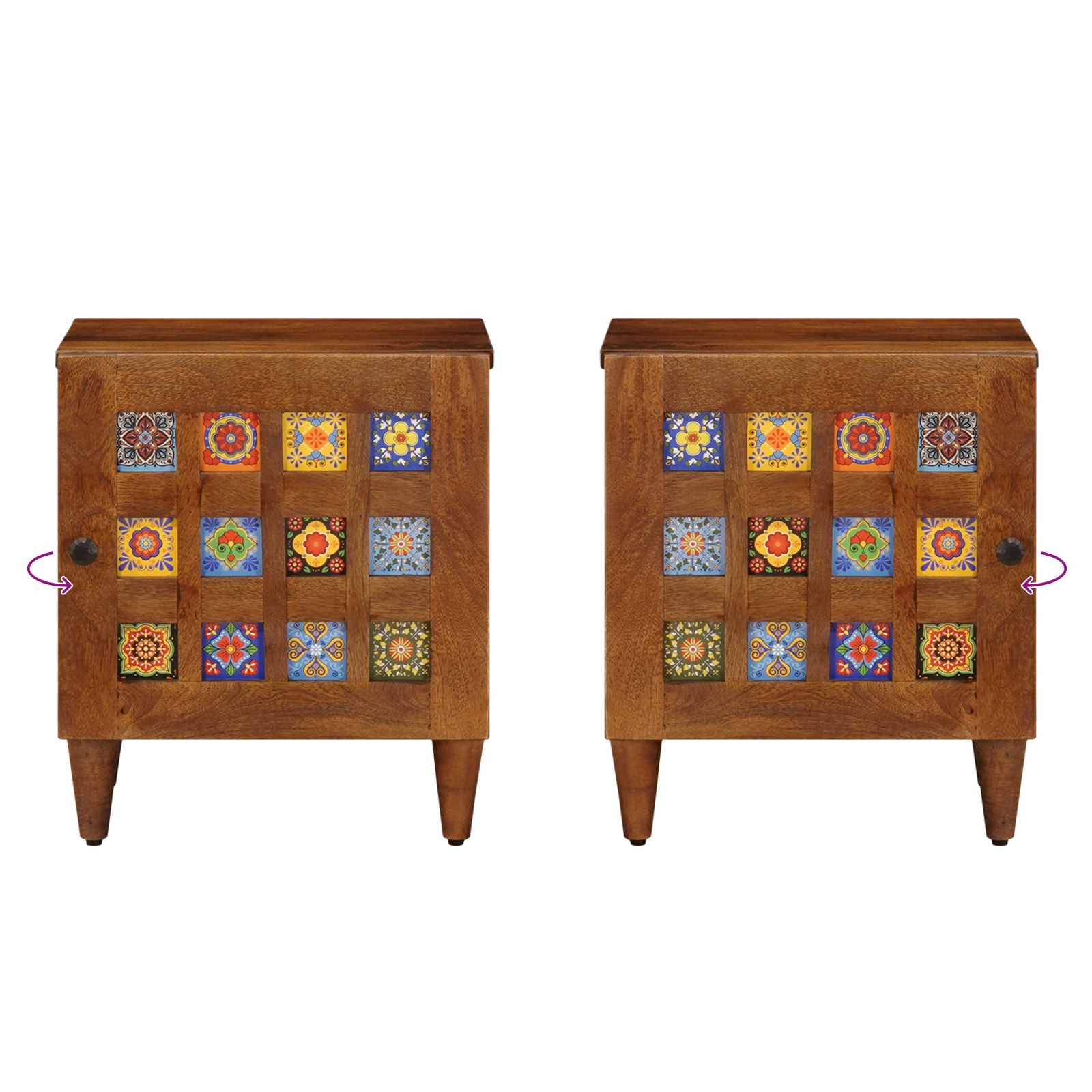 vidaXL Nachttisch 2 pcs Braun 40 x 33,5 x 46 cm Massivholz Mango