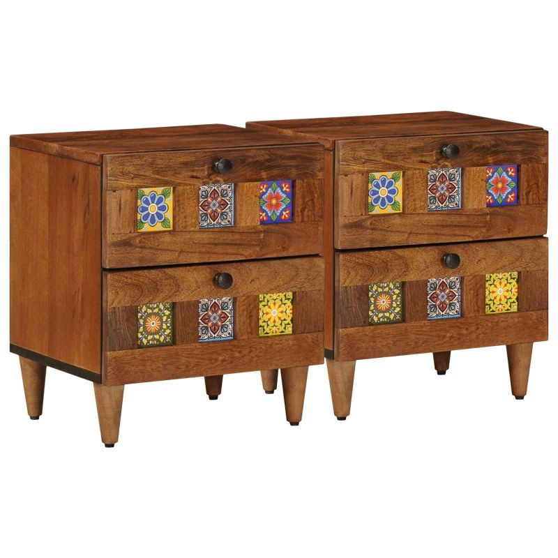 vidaXL Nachttisch Braun 40 x 33,5 x 46 cm Massivholz Mango