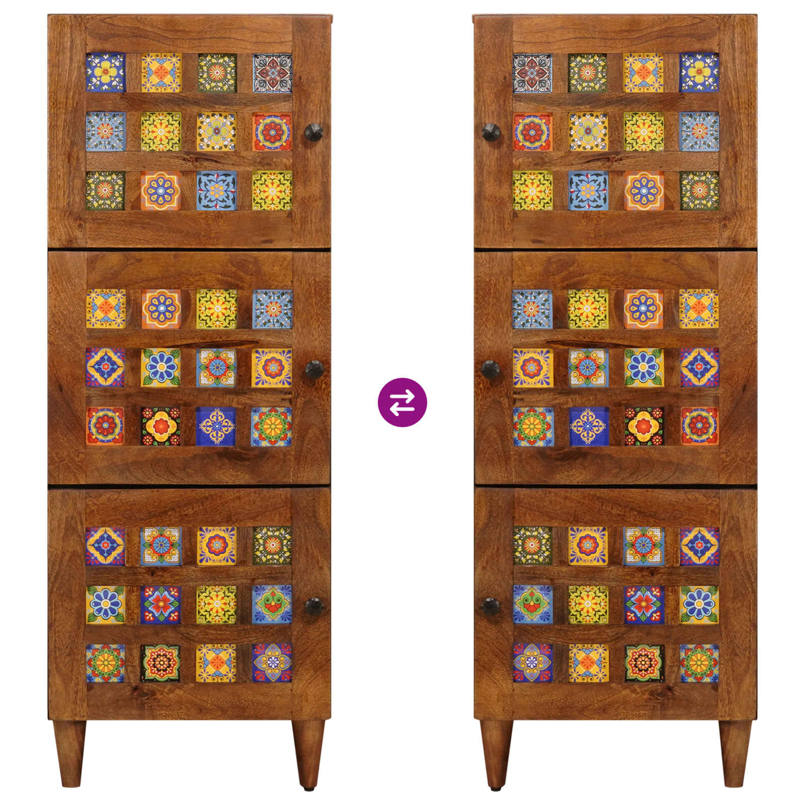 vidaXL Highboard mit Tür Walnuss 40 x 33,5 x 110 cm Massivholz Mango