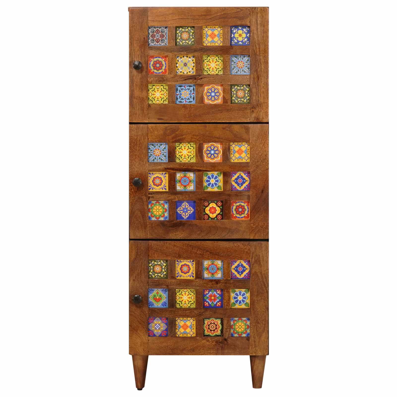 vidaXL Highboard mit Tür Walnuss 40 x 33,5 x 110 cm Massivholz Mango