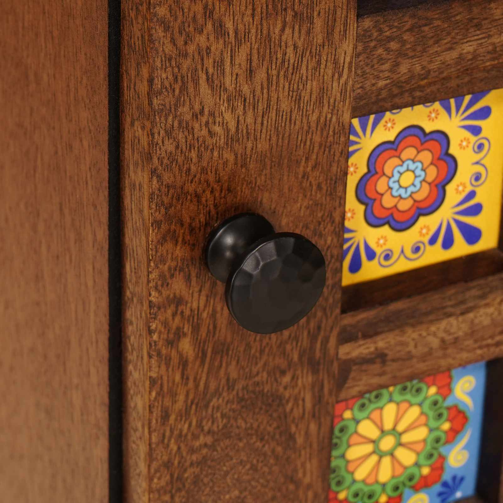 vidaXL Highboard mit Tür Walnuss 40 x 33,5 x 110 cm Massivholz Mango