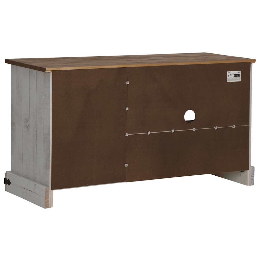 vidaXL TV-Schrank HALDEN mit Schiebetür Weiß 110x40x60 cm Massivholz