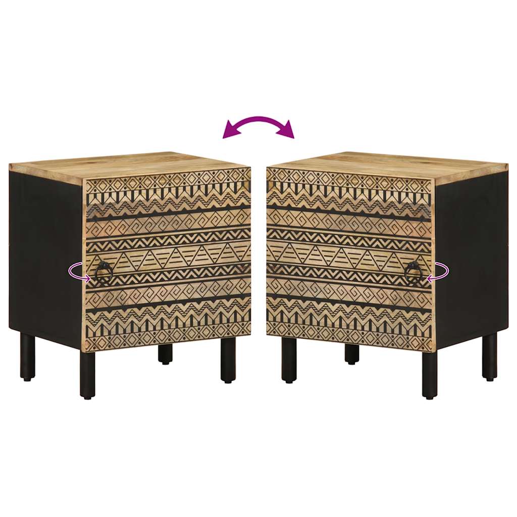 vidaXL Nachttisch Schwarz 40x33,5x46 cm Raues Mangoholz