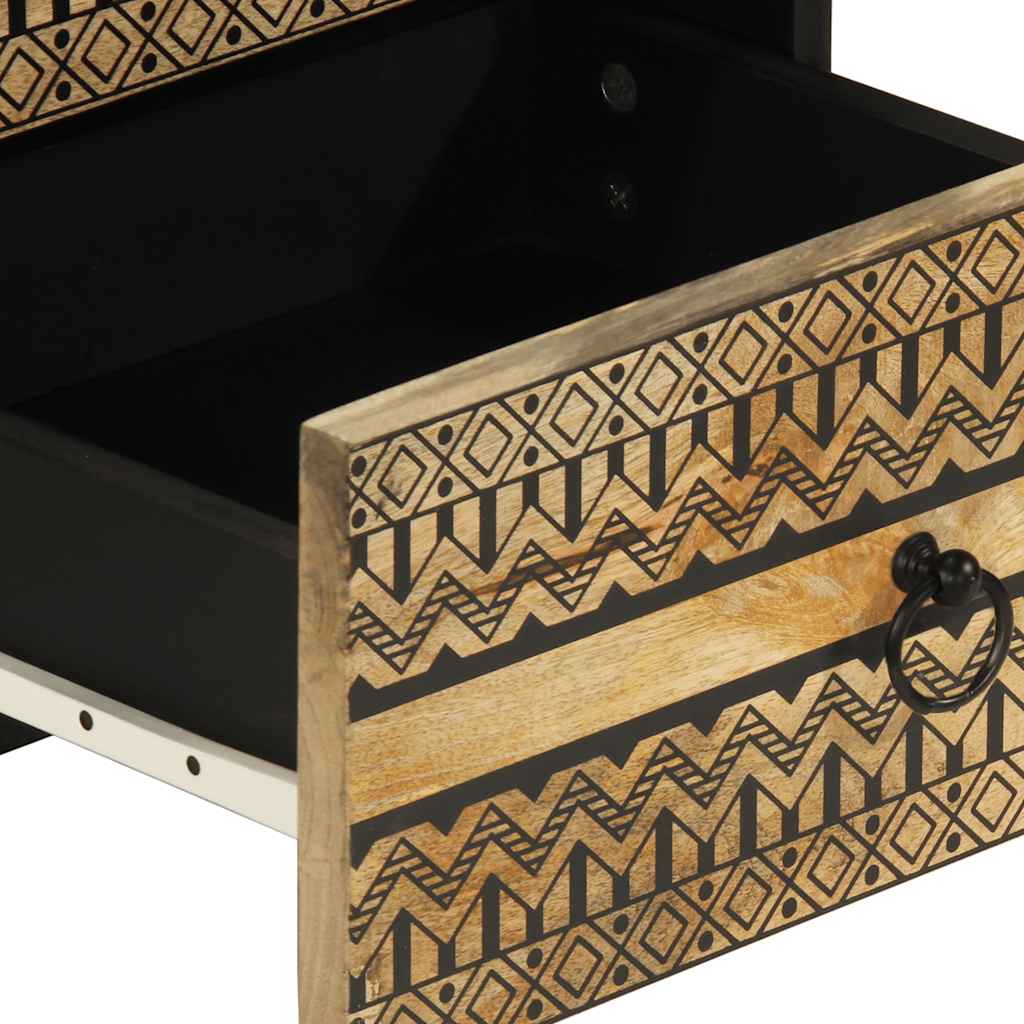 vidaXL Nachttisch Schwarz 40x33,5x46 cm Raues Mangoholz