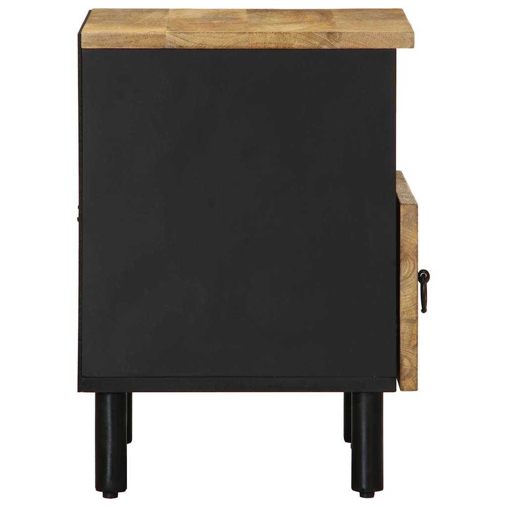 vidaXL Nachttisch Schwarz 40x33x46 cm Raues Mangoholz