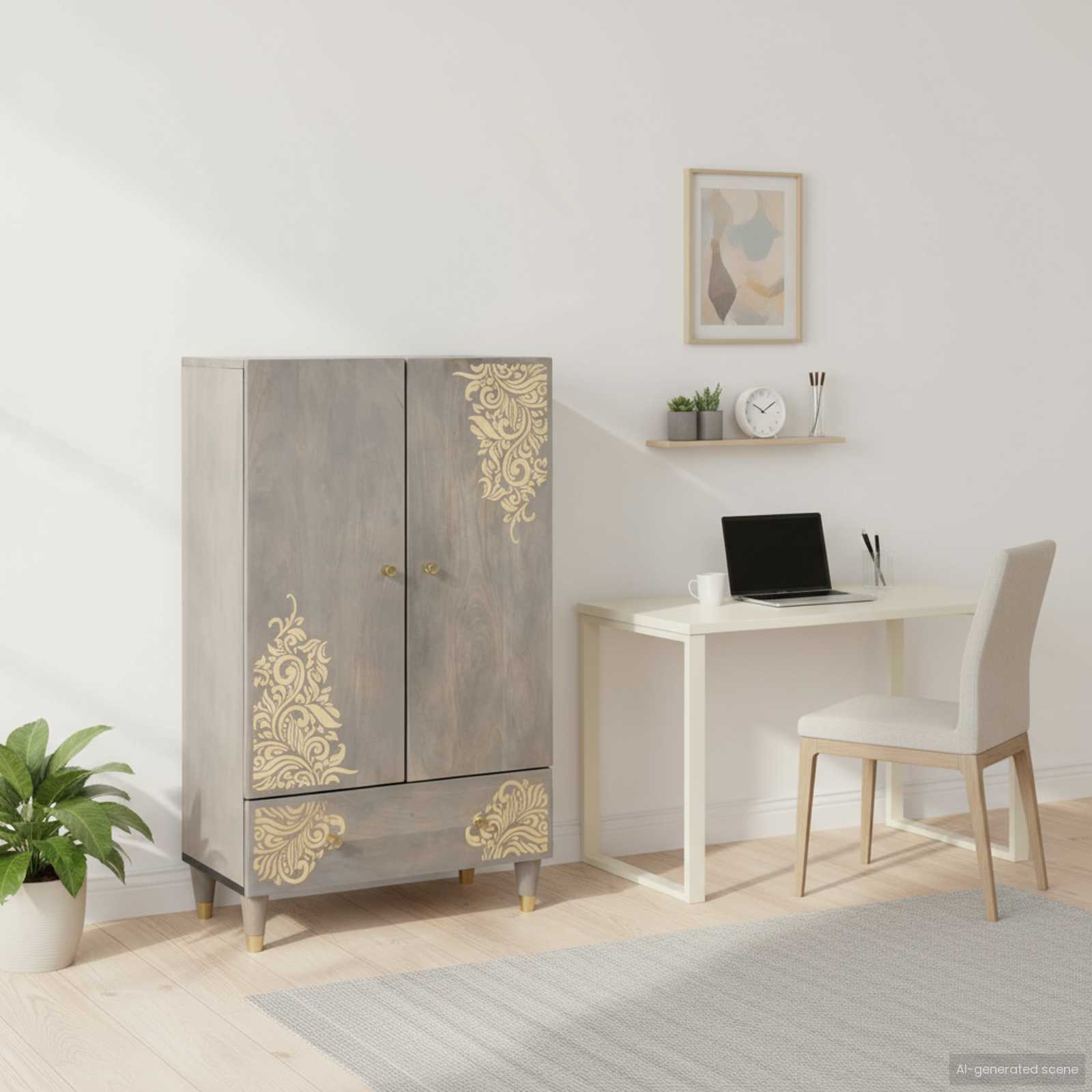 vidaXL Highboard mit Regal Braun 60 x 33 x 100 cm Massivholz Mango