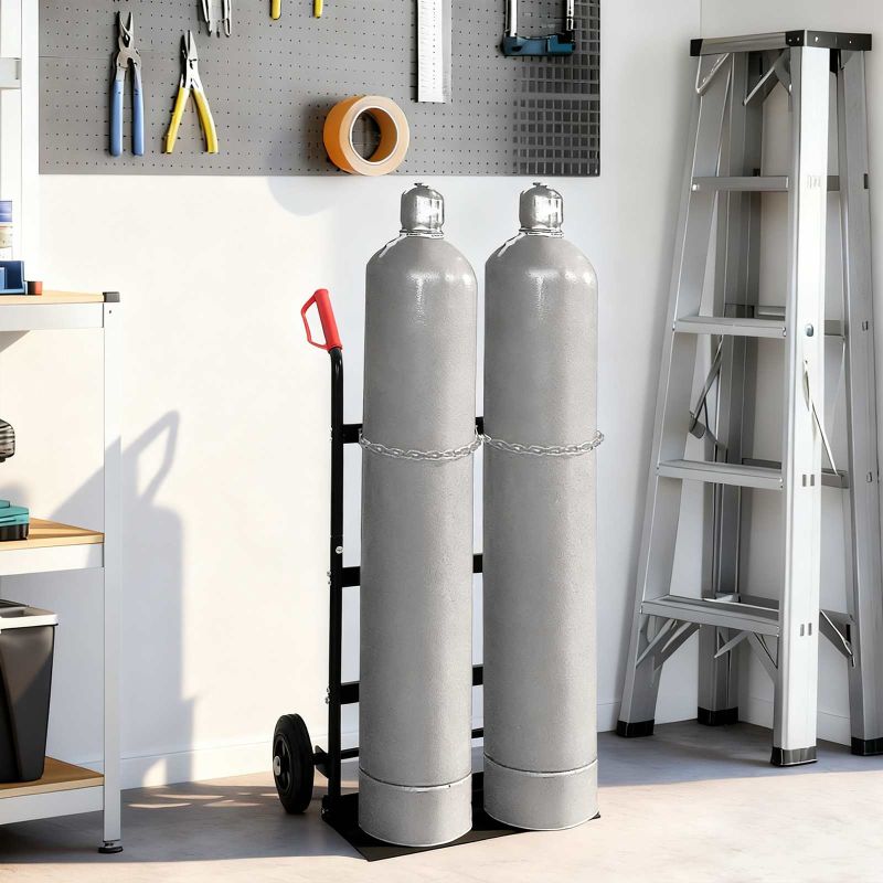 vidaXL Handwagen Schwarz und Rot 49 x 49 x 101 cm Stahl