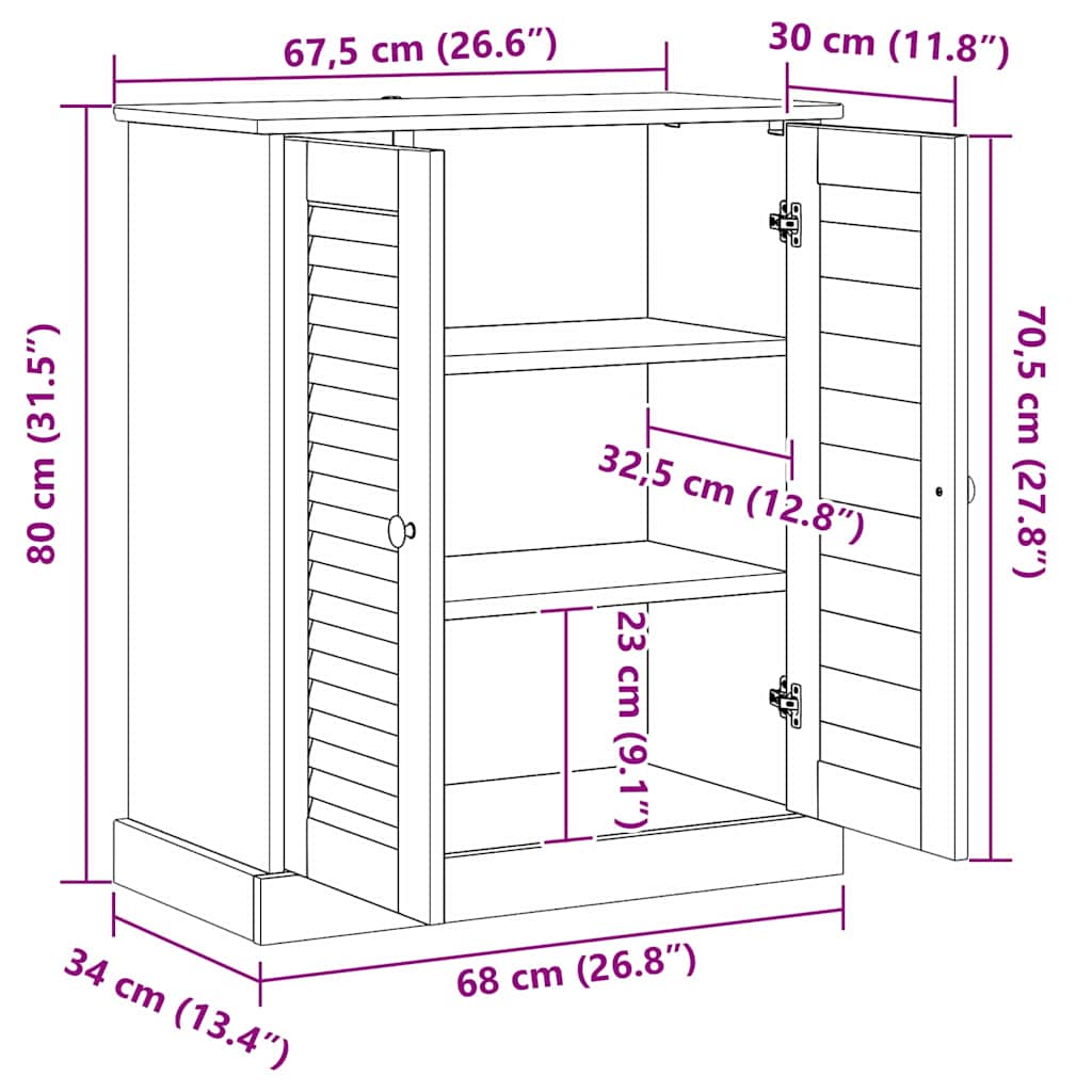 vidaXL Badezimmer Schrank Sonstiges VIGO Braun Massivholz Kiefer