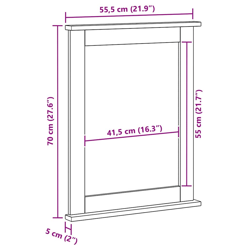 vidaXL Spiegel VIGO Honigbraun 55,5 x 5 x 70 cm Massivholz Kiefer
