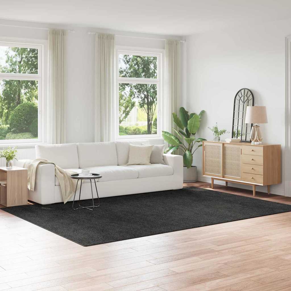 vidaXL Shaggy-Teppich Dunkelgrau 80x150 cm Rutschfest