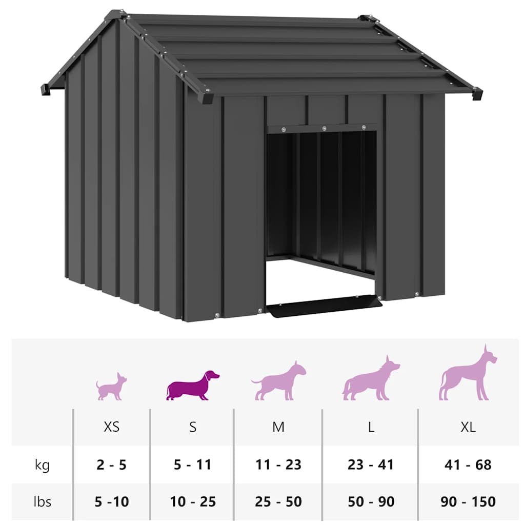 vidaXL Hundehütte mit Dach 85x107x81 cm Verzinkter Stahl