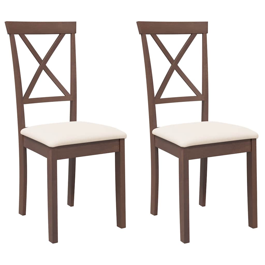 vidaXL Esszimmerstühle mit Kissen 2 Stk. Braun Massivholz Gummibaum