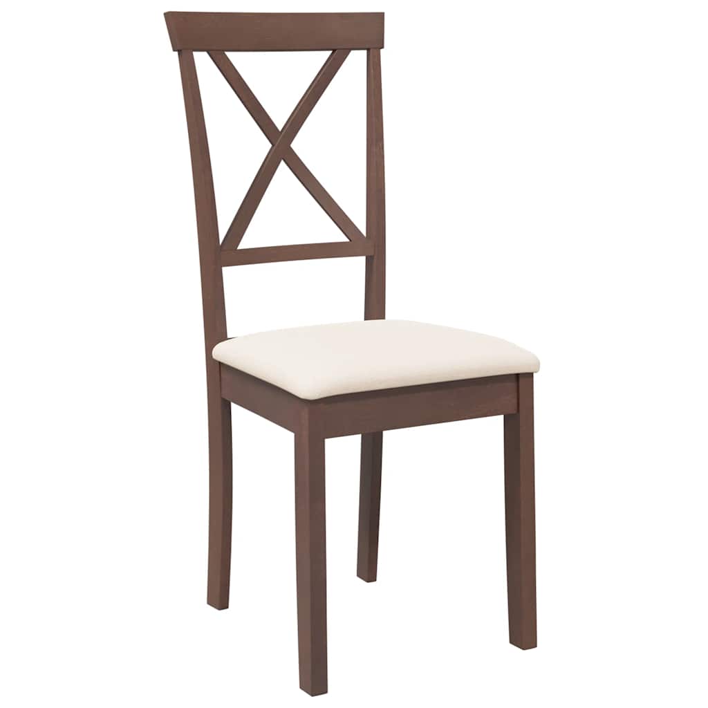 vidaXL Esszimmerstühle mit Kissen 2 Stk. Braun Massivholz Gummibaum