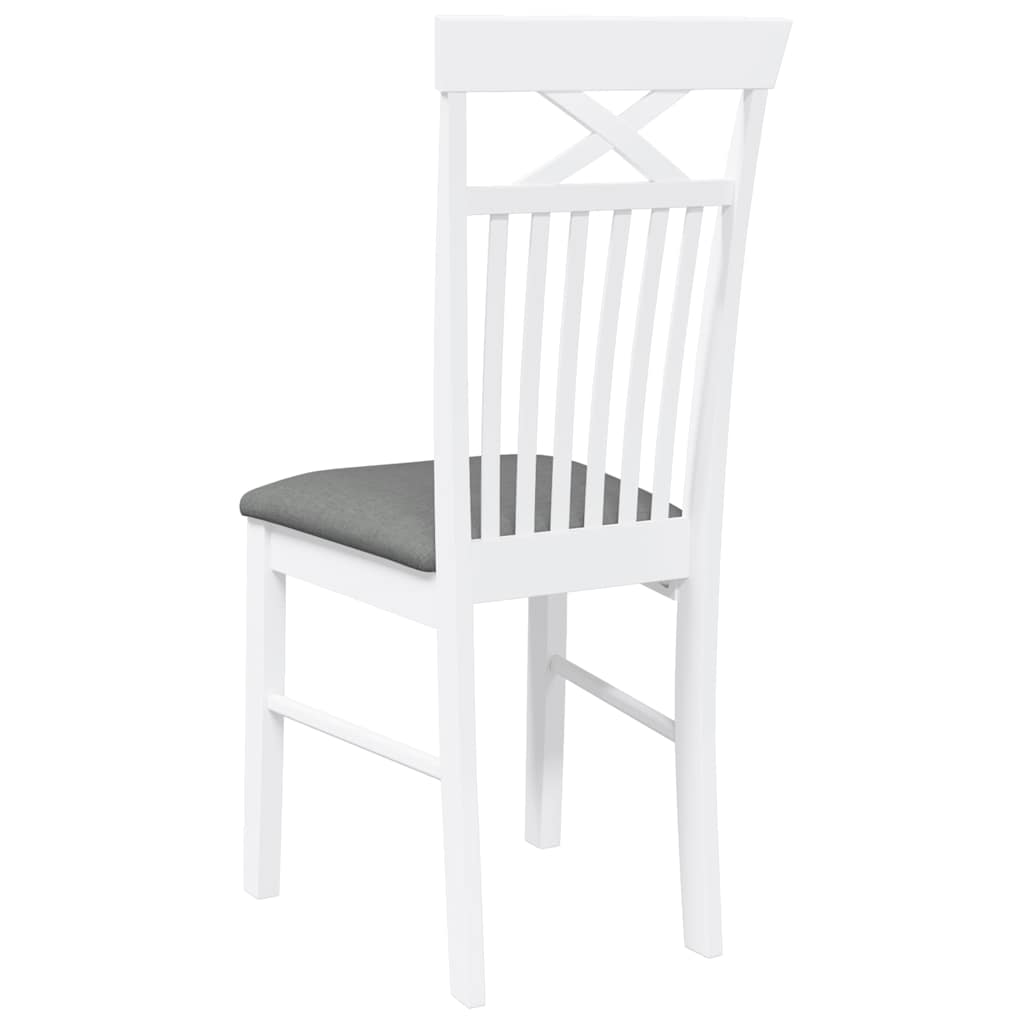 vidaXL Esszimmerstühle mit Kissen 2 Stk. Weiß Massivholz Gummibaum