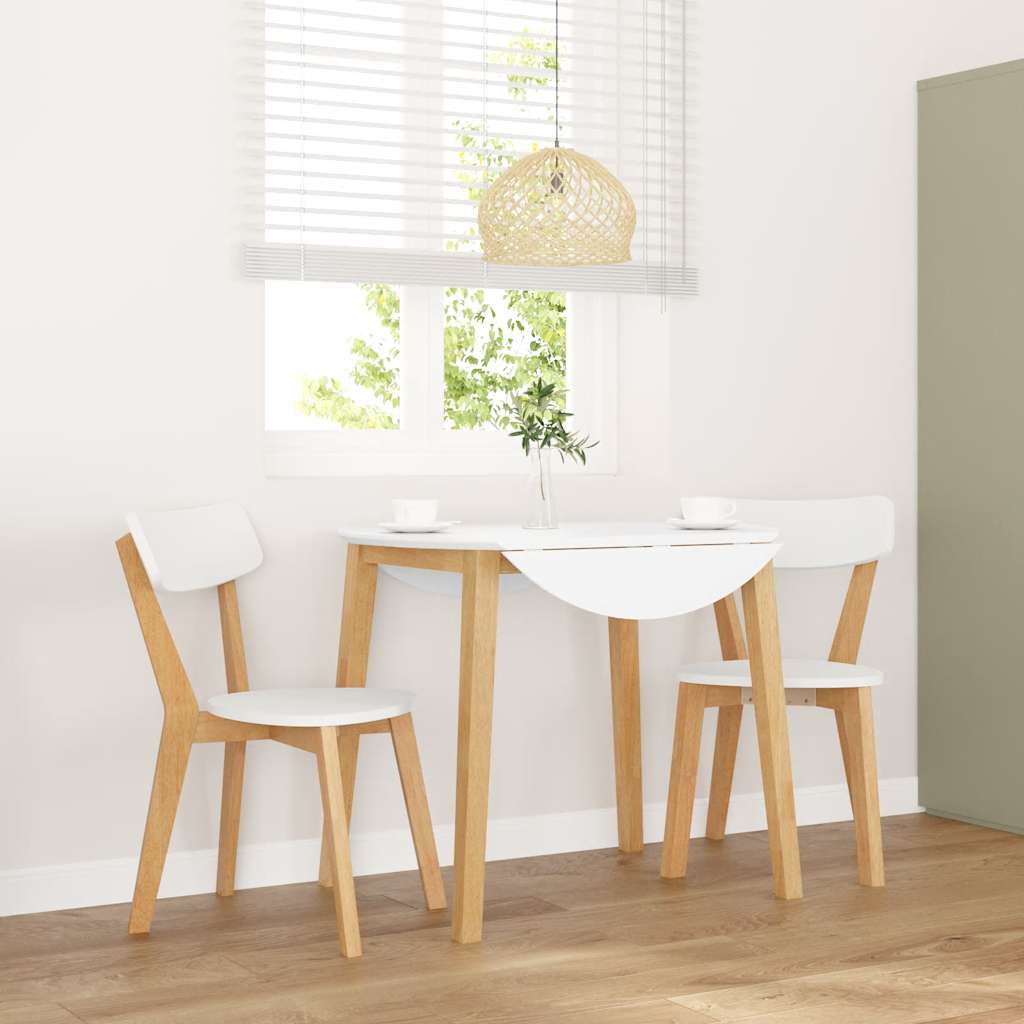 vidaXL Esszimmerstühle 2 Stk. Weiß Massivholz Gummibaum