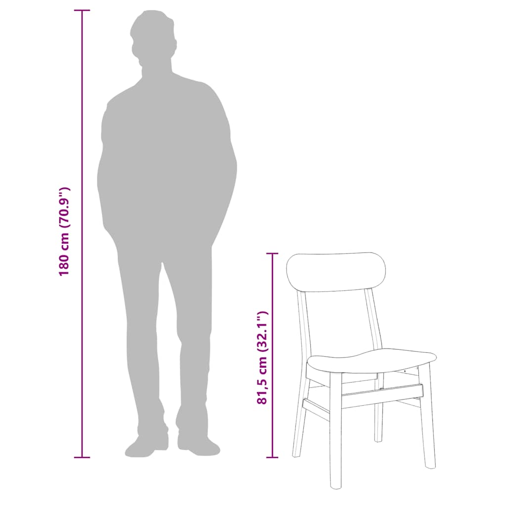 vidaXL Esszimmerstühle mit Kissen 2 Stk. Braun Massivholz Gummibaum