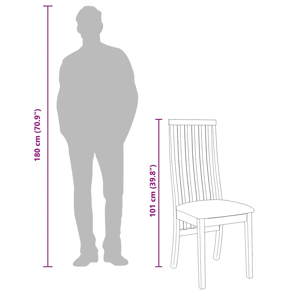 vidaXL Esszimmerstühle mit Kissen 2 Stk. Braun Massivholz Gummibaum