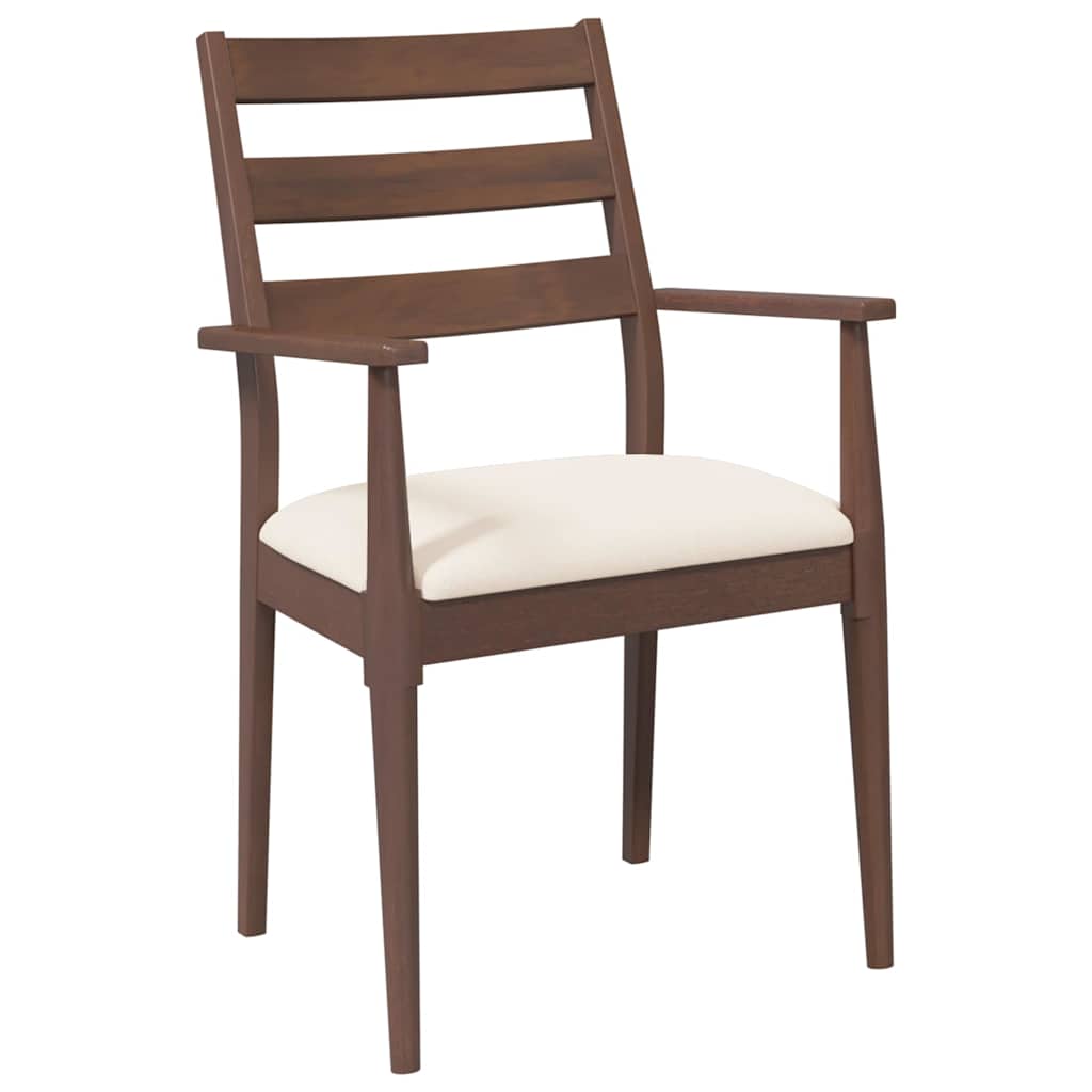 vidaXL Esszimmerstühle mit Kissen 2 Stk. Braun Massivholz Gummibaum