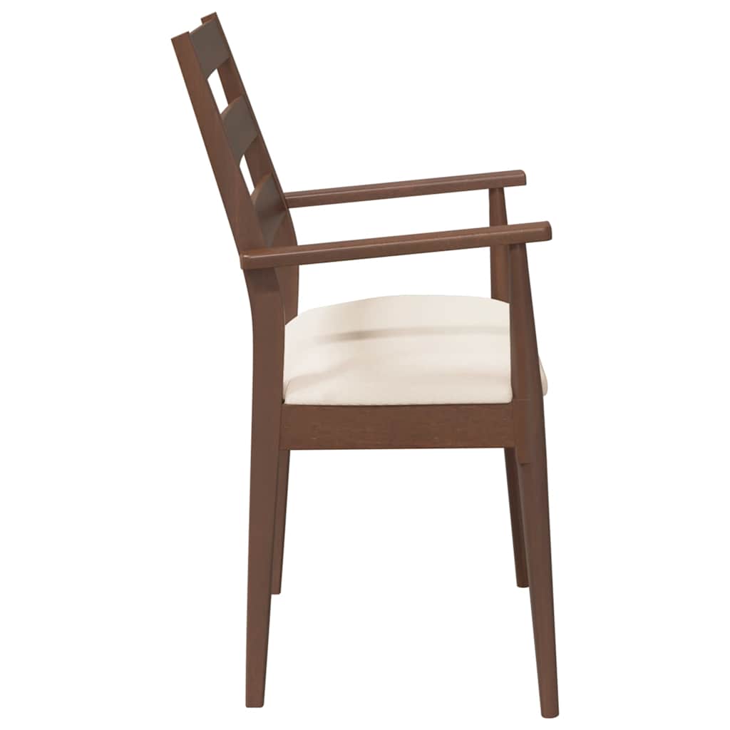 vidaXL Esszimmerstühle mit Kissen 2 Stk. Braun Massivholz Gummibaum