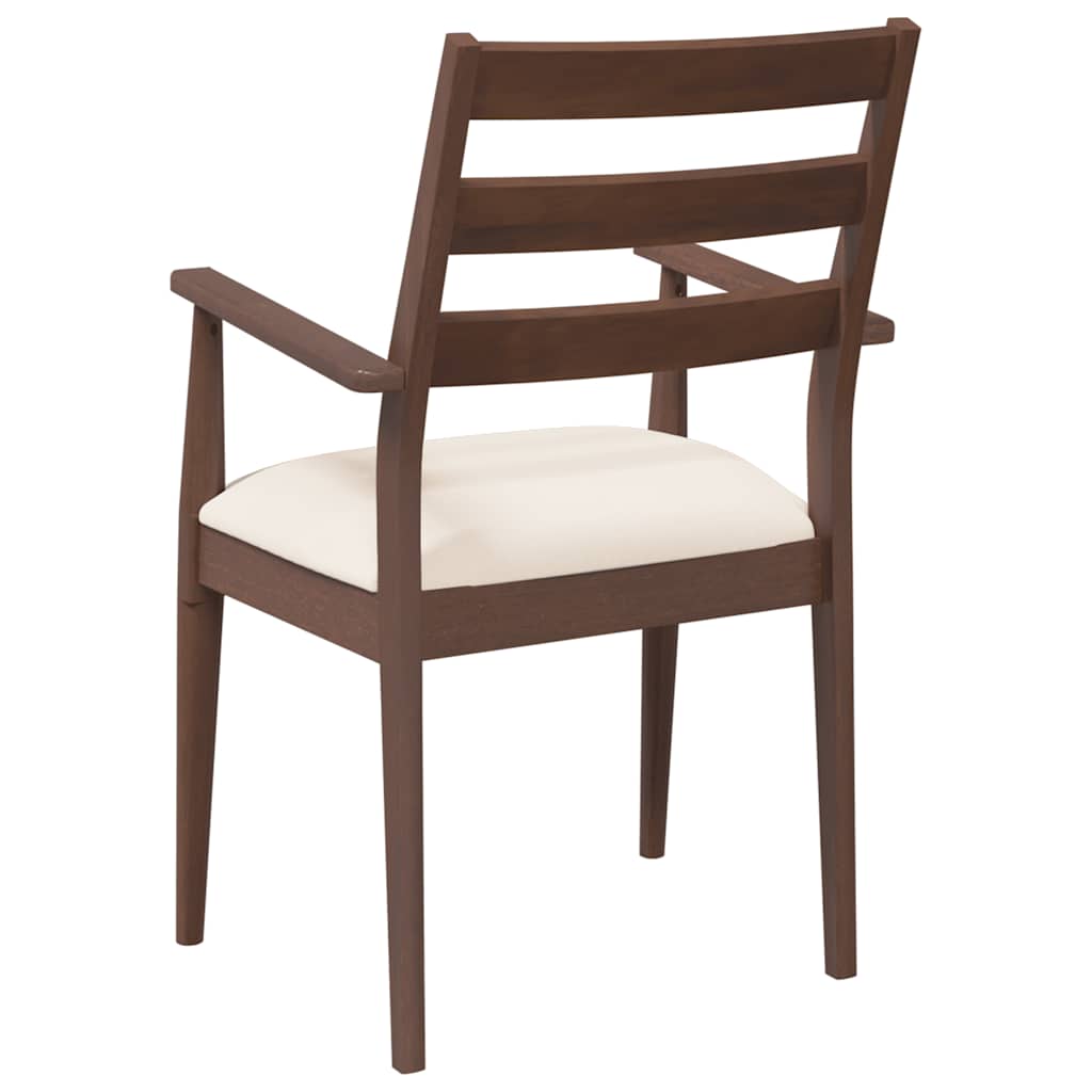 vidaXL Esszimmerstühle mit Kissen 2 Stk. Braun Massivholz Gummibaum