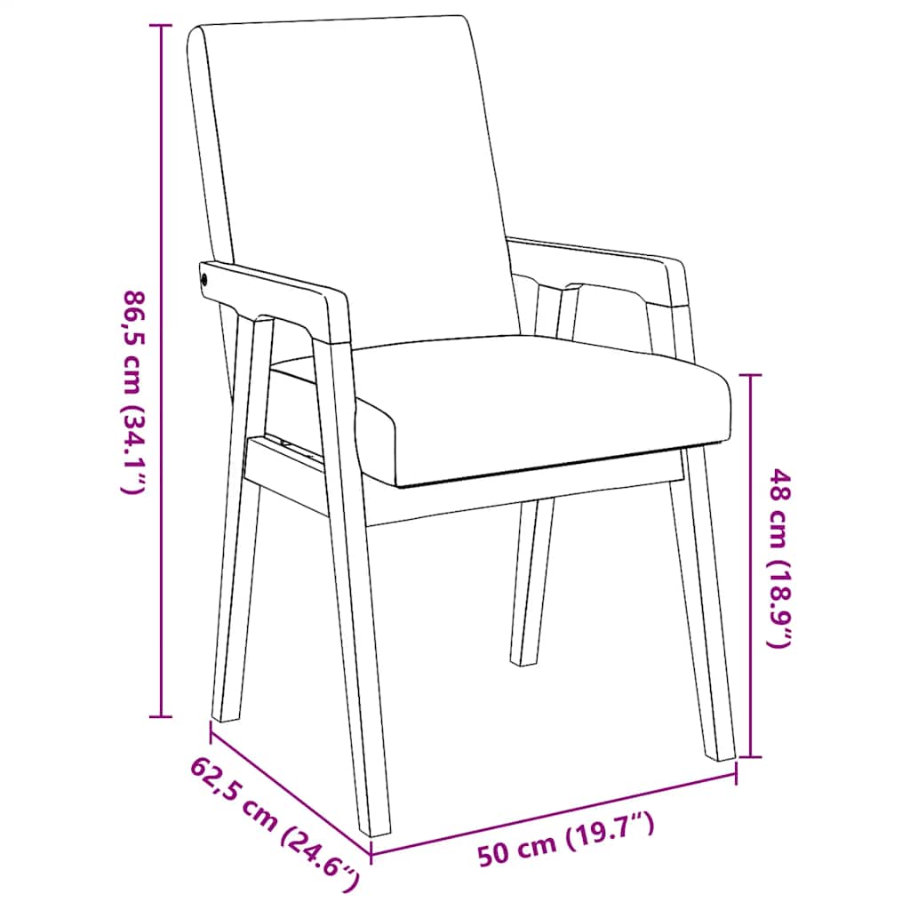 vidaXL Esszimmerstühle mit Kissen 2 Stk. Braun Massivholz Gummibaum